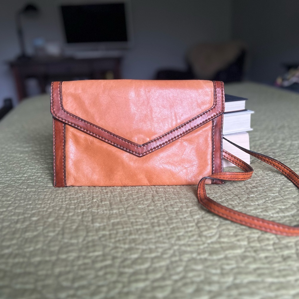 Vintage Leather Small Crossbody Minimalist Beautiful Brown Authentic Leather